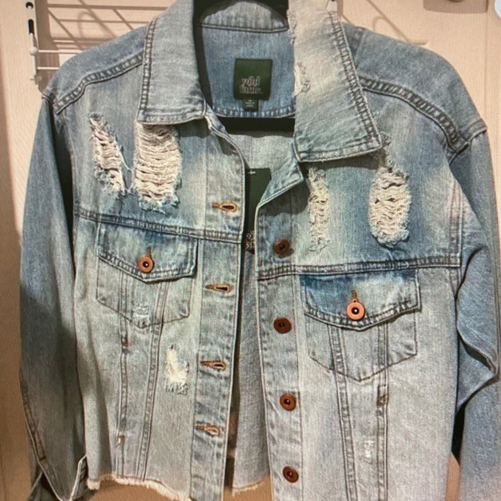 wild fable Light Wash Distressed Denim Jacket